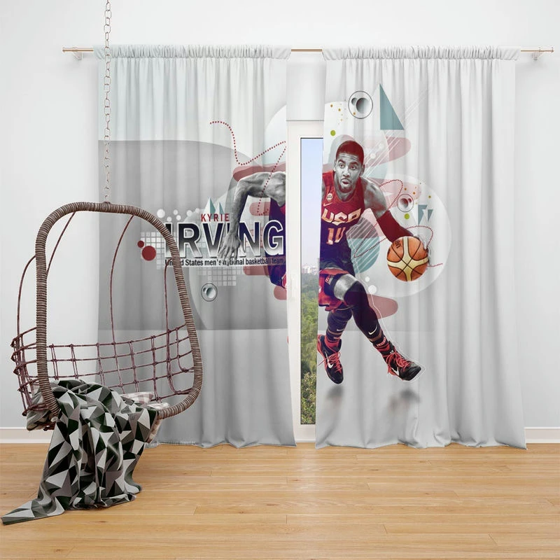 Kyrie Irving Energetic NBA Basketball Player Window Curtain