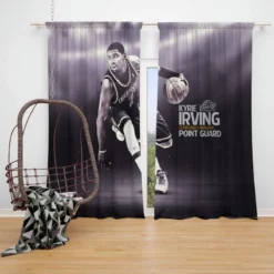 Kyrie Irving Exciting NBA Basketball player Window Curtain