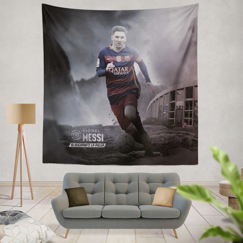 La Liga Football Player Lionel Messi Tapestry