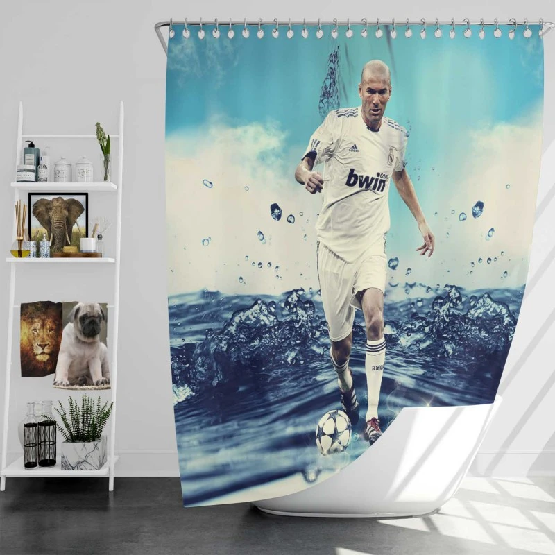 La Liga Football Player Zinedine Zidane Shower Curtain