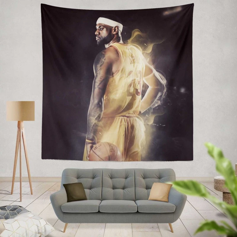 LeBron James Exciting NBA Basketball Player Tapestry