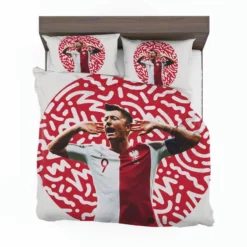 Lewandowski Capable Poland Soccer Player Bedding Set 1