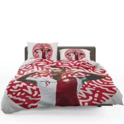 Lewandowski Capable Poland Soccer Player Bedding Set