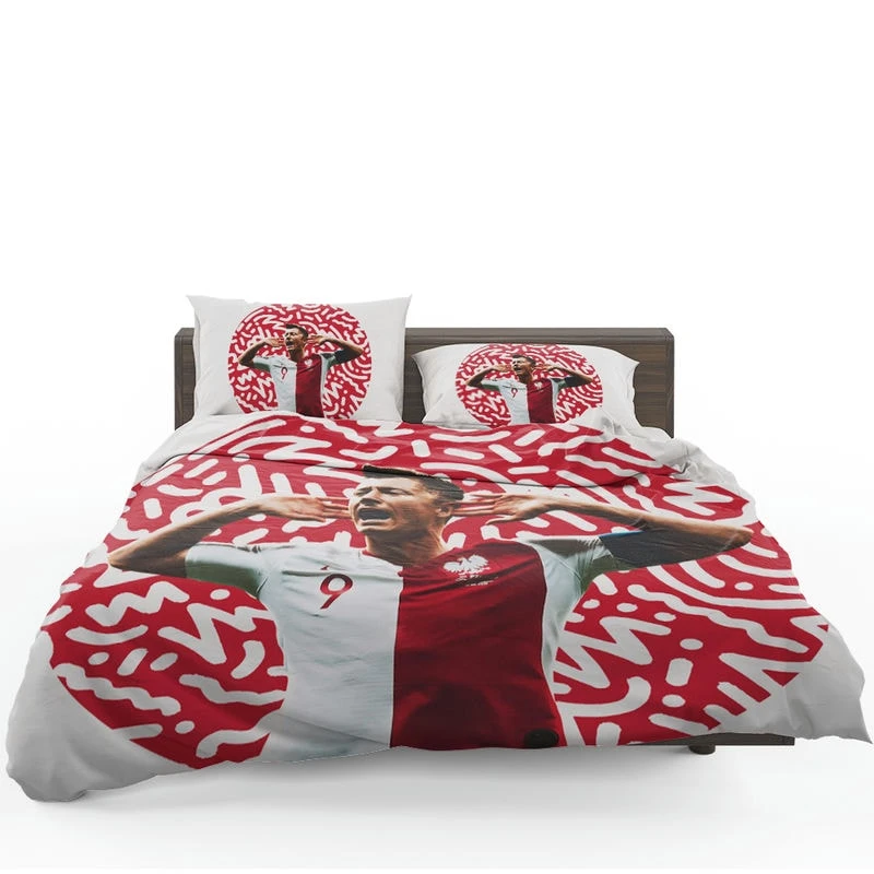 Lewandowski Capable Poland Soccer Player Bedding Set