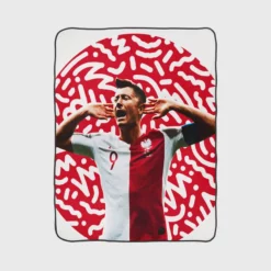 Lewandowski Capable Poland Soccer Player Fleece Blanket 1