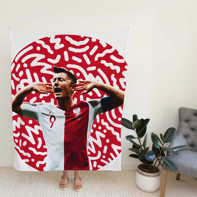 Lewandowski Capable Poland Soccer Player Fleece Blanket