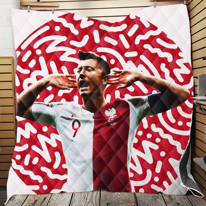 Lewandowski Capable Poland Soccer Player Quilt Blanket