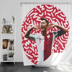 Lewandowski Capable Poland Soccer Player Shower Curtain