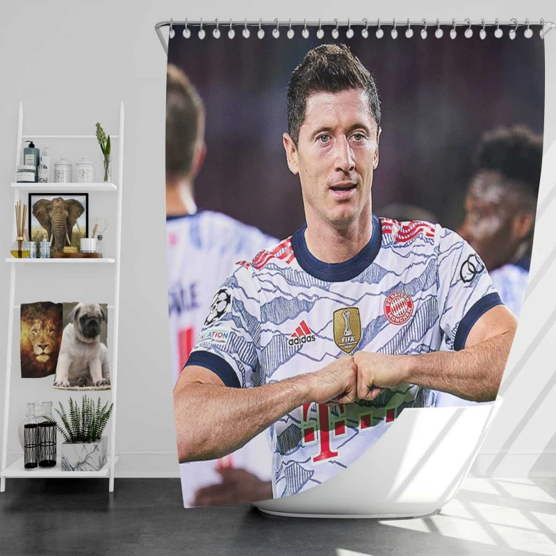 Lewandowski Elite Bundesliga Sports Player Shower Curtain