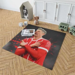 Lewandowski Goal Driven Soccer Player Rug 1