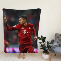 Lewandowski UEFA Champions League Footballer Fleece Blanket