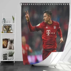 Lewandowski UEFA Champions League Footballer Shower Curtain