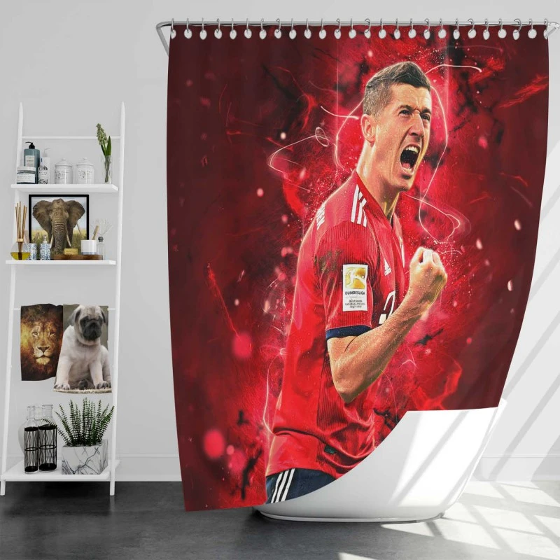 Lewandowski UEFA Super Cups Football Player Shower Curtain