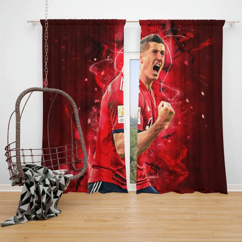 Lewandowski UEFA Super Cups Football Player Window Curtain
