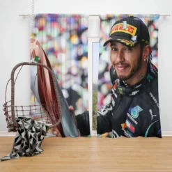 Lewis Hamilton Formula One World Champion Driver Window Curtain