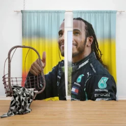 Lewis Hamilton Professional British Racing Driver Window Curtain