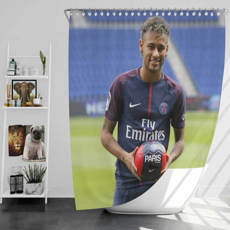 Ligue 1 Soccer Player Neymar Shower Curtain