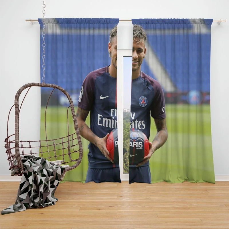 Ligue 1 Soccer Player Neymar Window Curtain