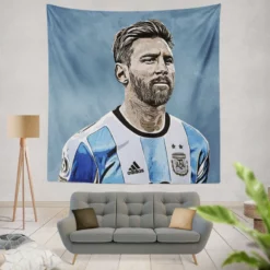 Lionel Messi  Argentina Copa America Soccer Player Tapestry