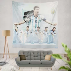 Lionel Messi Argentina Football Player Tapestry