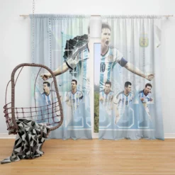 Lionel Messi Argentina Football Player Window Curtain