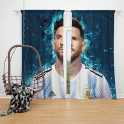 Lionel Messi  Argentina National Soccer Player Window Curtain