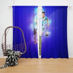 Lionel Messi Argentina Sports Player Window Curtain