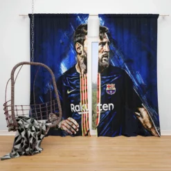 Lionel Messi Argentinian Footballer Player Window Curtain