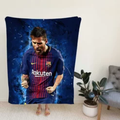 Lionel Messi  Barca Ballon d Or Football Player Fleece Blanket