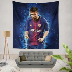 Lionel Messi  Barca Ballon d Or Football Player Tapestry