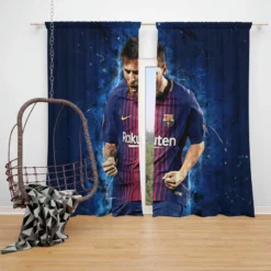 Lionel Messi  Barca Ballon d Or Football Player Window Curtain