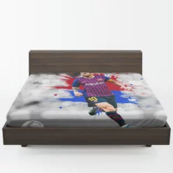 Lionel Messi  Barca Champions Leagues Soccer Player Fitted Sheet 1