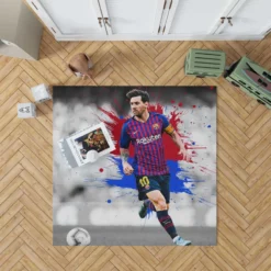 Lionel Messi  Barca Champions Leagues Soccer Player Rug