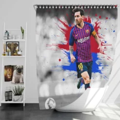 Lionel Messi  Barca Champions Leagues Soccer Player Shower Curtain