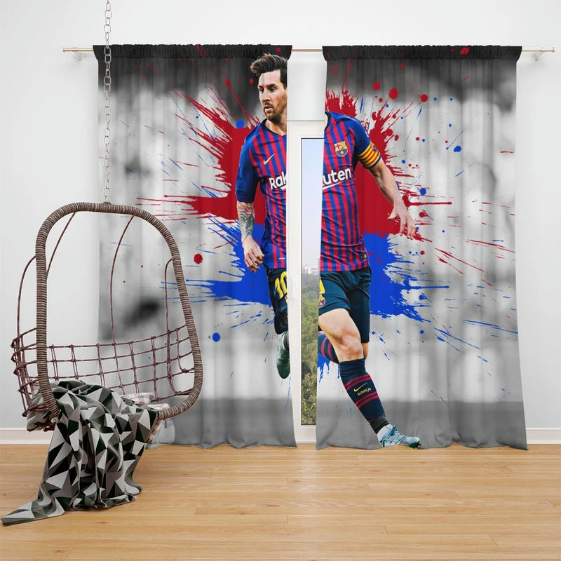 Lionel Messi  Barca Champions Leagues Soccer Player Window Curtain