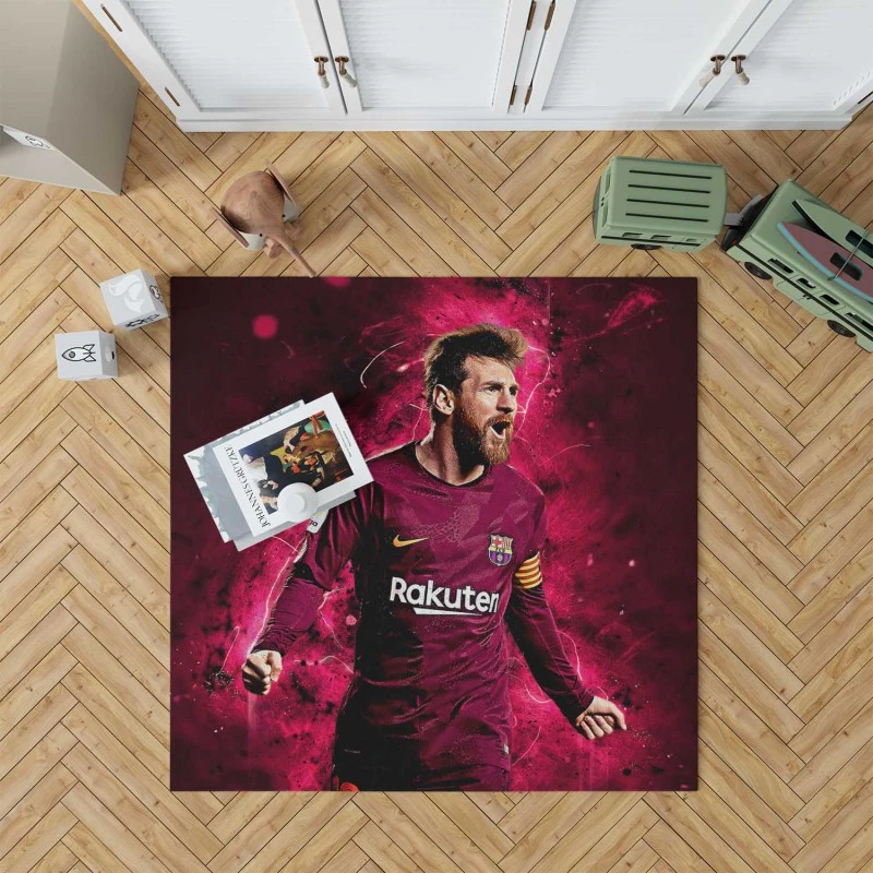 Lionel Messi  Barca Copa del Rey Football Player Rug