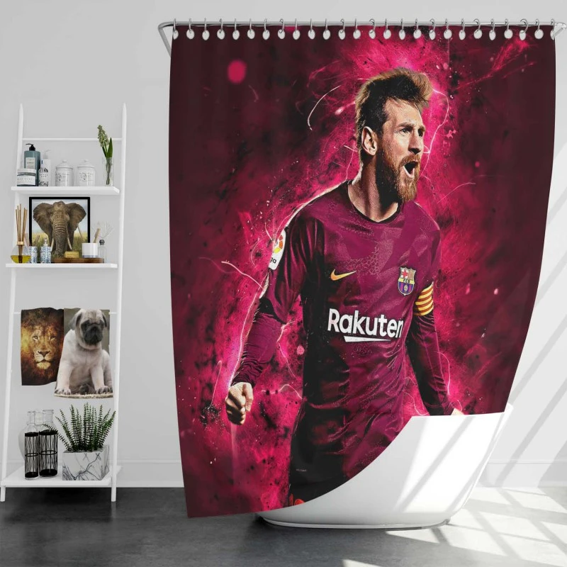 Lionel Messi  Barca Copa del Rey Football Player Shower Curtain