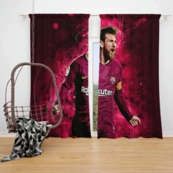 Lionel Messi  Barca Copa del Rey Football Player Window Curtain