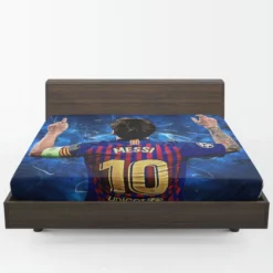 Lionel Messi  Barca European Golden Shoes Winning Player Fitted Sheet 1