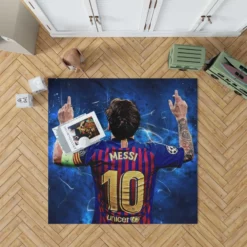Lionel Messi  Barca European Golden Shoes Winning Player Rug