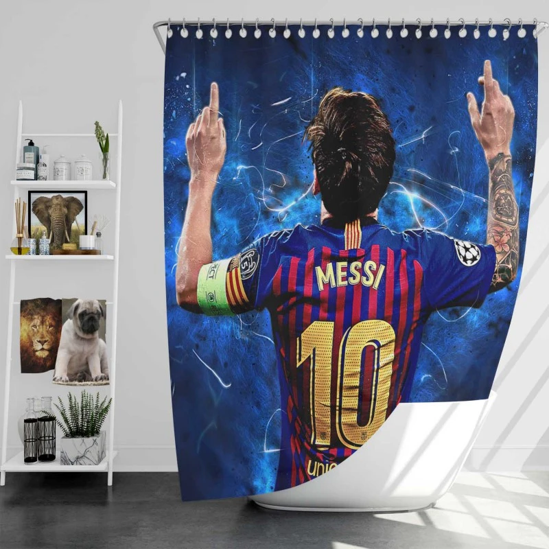 Lionel Messi  Barca European Golden Shoes Winning Player Shower Curtain