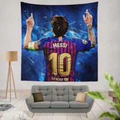 Lionel Messi  Barca European Golden Shoes Winning Player Tapestry
