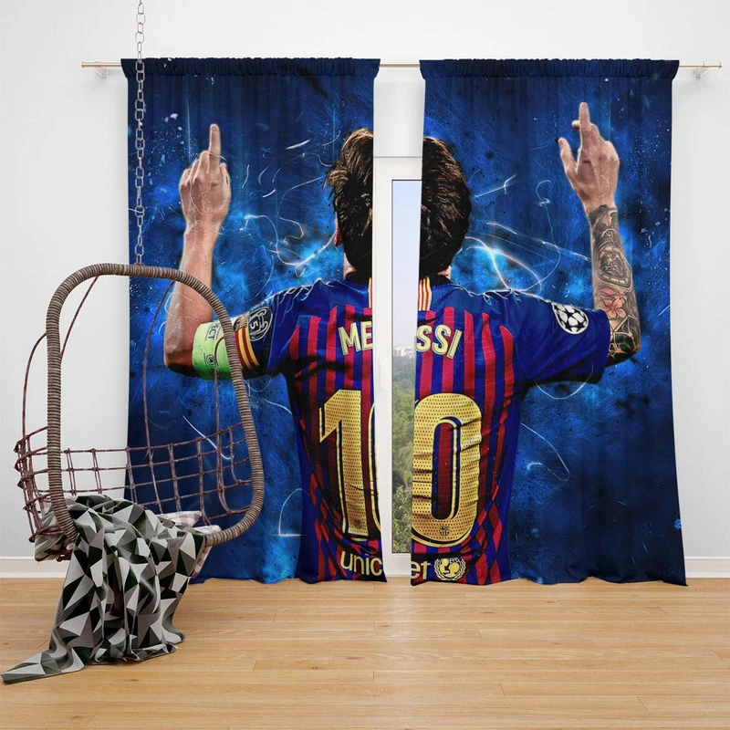 Lionel Messi  Barca European Golden Shoes Winning Player Window Curtain
