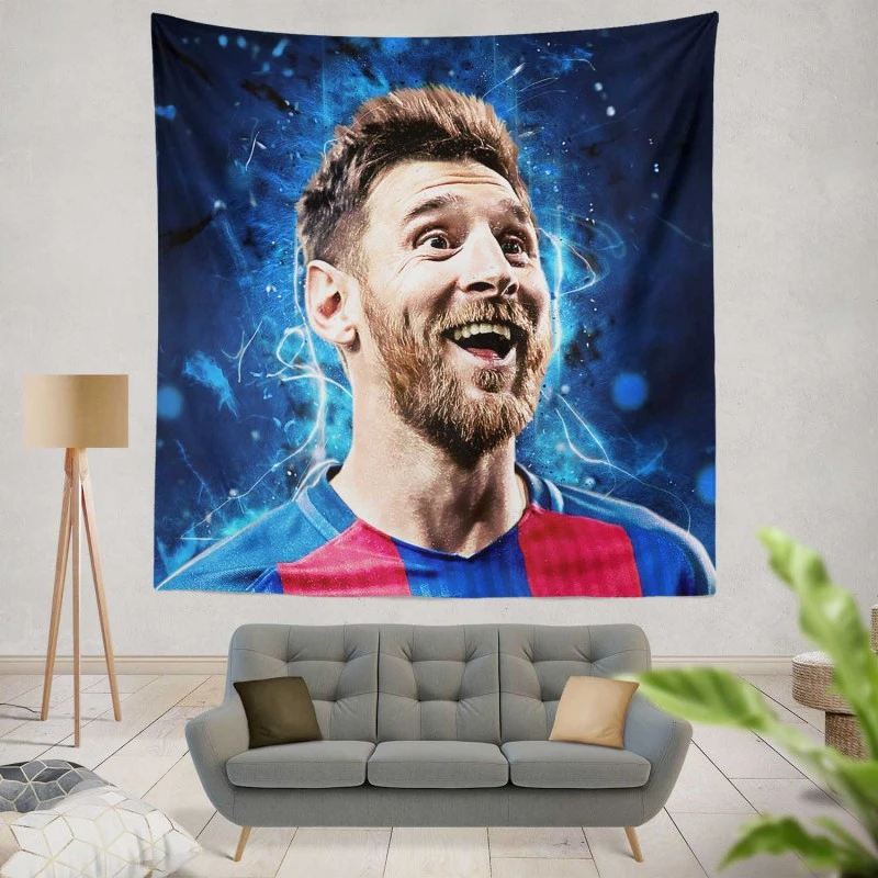 Lionel Messi  Barca Forward Soccer Player Tapestry