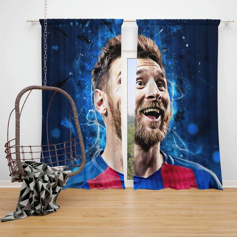 Lionel Messi  Barca Forward Soccer Player Window Curtain