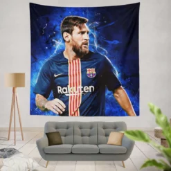 Lionel Messi  Barca Greatest Soccer Player Tapestry