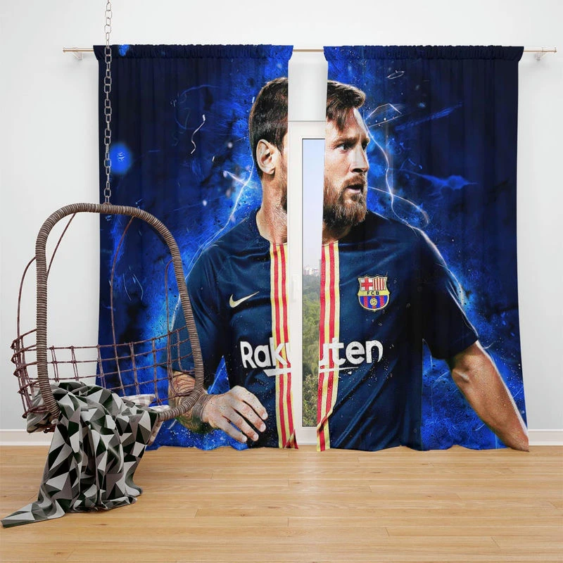 Lionel Messi  Barca Greatest Soccer Player Window Curtain