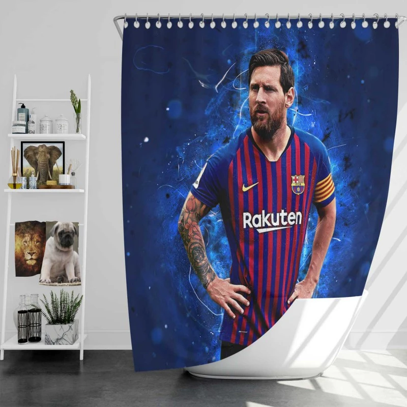 Lionel Messi  Barca La Liga Soccer Player Shower Curtain