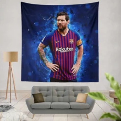 Lionel Messi  Barca La Liga Soccer Player Tapestry