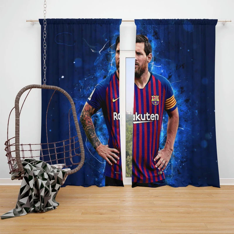 Lionel Messi  Barca La Liga Soccer Player Window Curtain